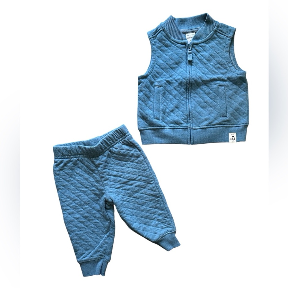 Carter’s Blue Quilted Vest and Pants Set Size 6M